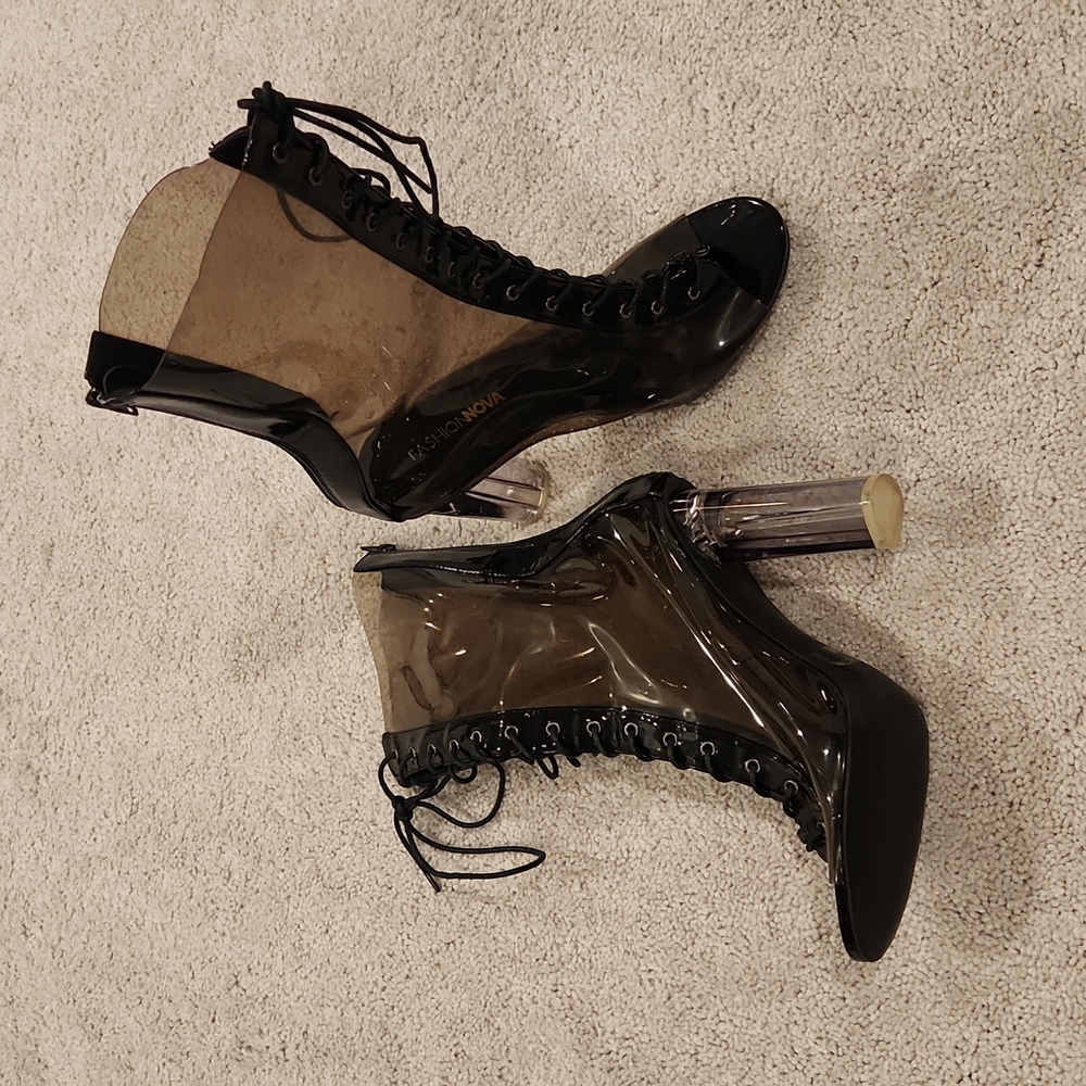 Lace-up semi transparent boots